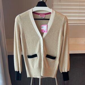 Kate Spade Cardigan Women's Cream and Black Cardigan Sweater